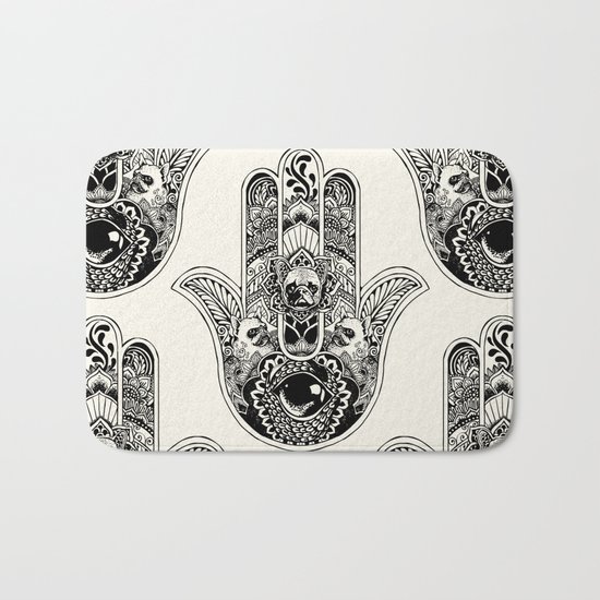 Hamsa Hand French Bulldog Bath Mat