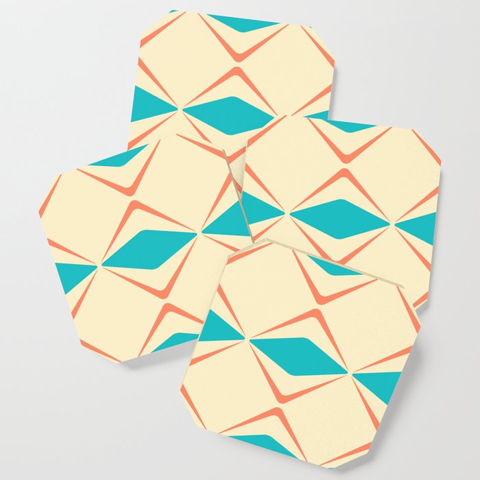 Retro Boomerang Diamond (Cream) Coaster