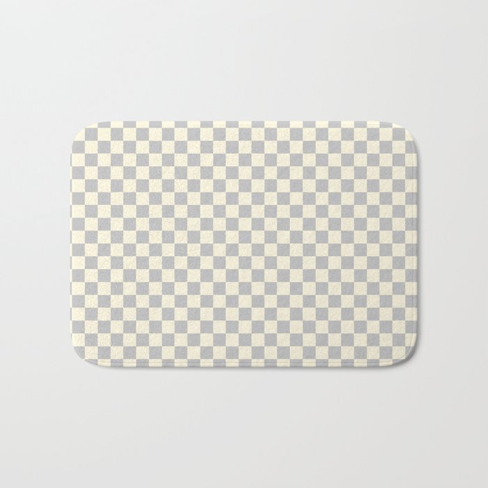 gray and beige cream color Checker Checkerboard Minimalist Backdrop Pattern Bath Mat