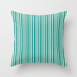 [ Thumbnail: Beige and Dark Cyan Colored Lined Pattern Throw Pillow ]