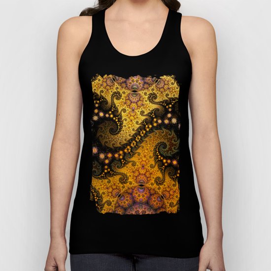 Golden dragon spirals and circles, fractal art Unisex Tank Top