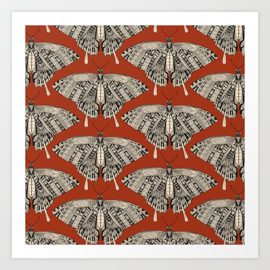 swallowtail butterfly terracotta black Art Print