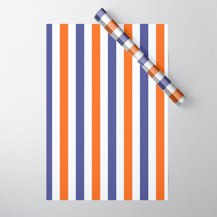 Blue And Orange Summer Stripes Wrapping Paper