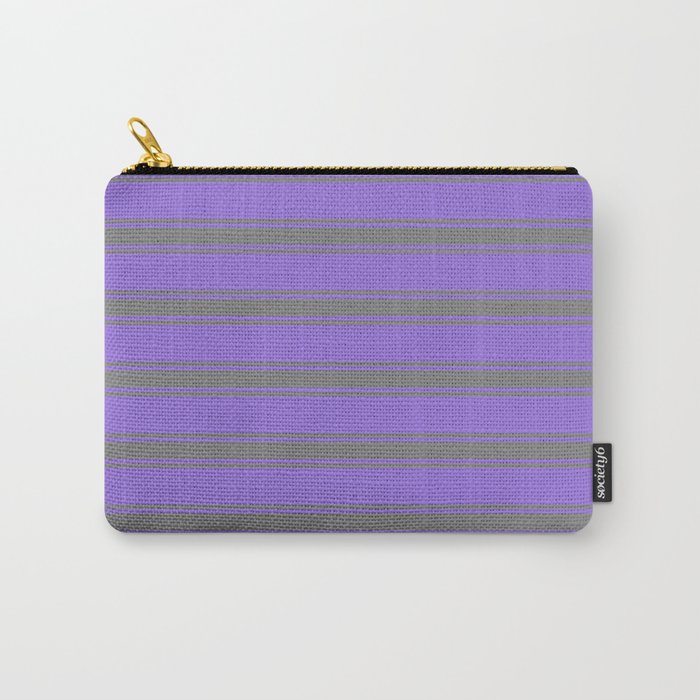 Purple & Grey Colored Lined Pattern Carry-All Pouch