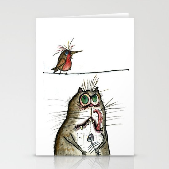 A Cat ponders, fish or poultry? Stationery Cards