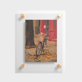 Autumn bicycle | Street photography | A bike in a Buenos Aires street surrounded by autumn leaves Floating Acrylic Print