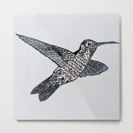 Hummingbird Metal Print | Hummingbird, Illustration, Miamiartist, Smallcanvas, Black and White, Permanentmarkers, Bird, Flower, Nectar, The100Dayproject 