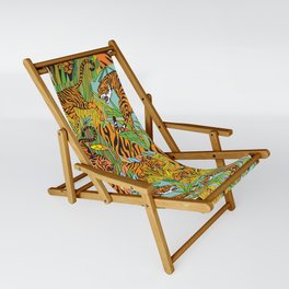 Seamless pattern with tigers in the jungle Sling Chair