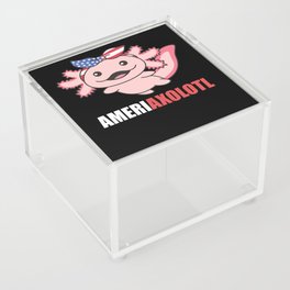 Ameriaxolotl Cute Axolotl With America Flag Acrylic Box