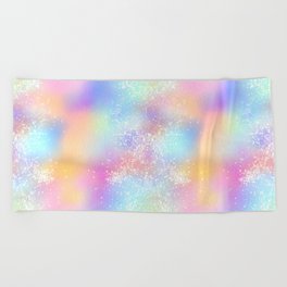 Pretty Holographic Glitter Rainbow Beach Towel