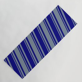 [ Thumbnail: Blue and Light Slate Gray Colored Stripes Pattern Yoga Mat ]