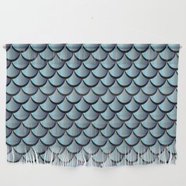Blue Grey Gradient Mermaid Scales Wall Hanging