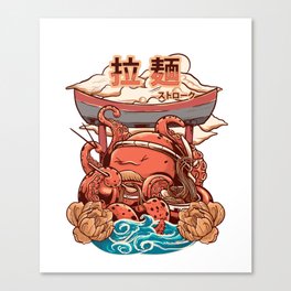 Retro Kaiju's Takoyaki Ramen Attack Canvas Print