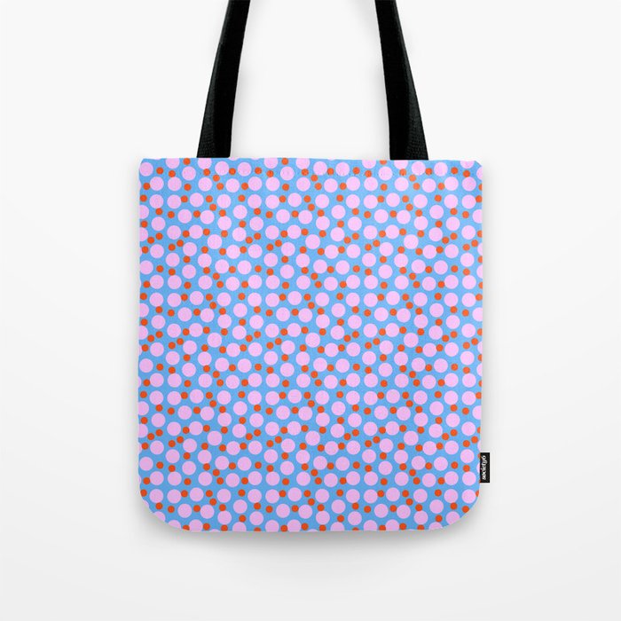 Modern Abstract Bubble Dance Pastel Pink And Blue Polka Dots Retro Modern Cottagecore Cute Pattern Tote Bag
