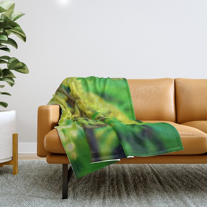 Beautiful New Green Koru Fern Frond Unfurling Throw Blanket
