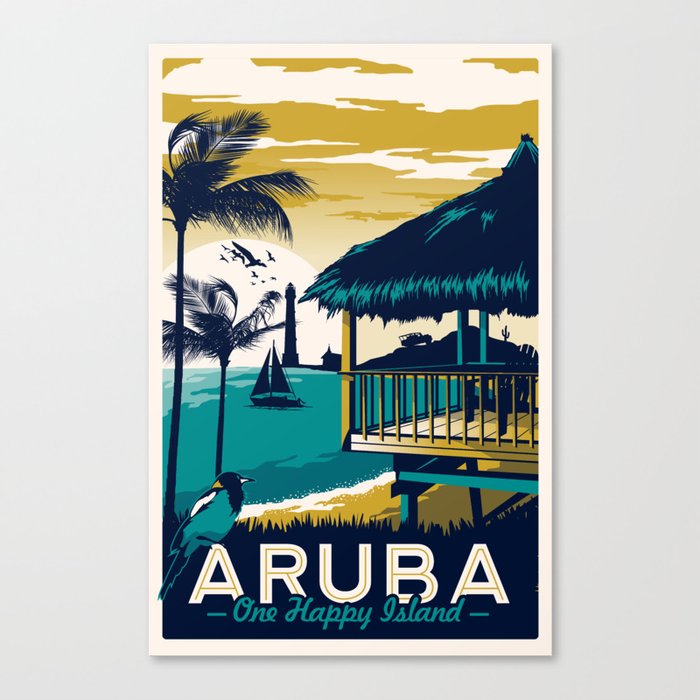 aruba vintage travel poster Canvas Print