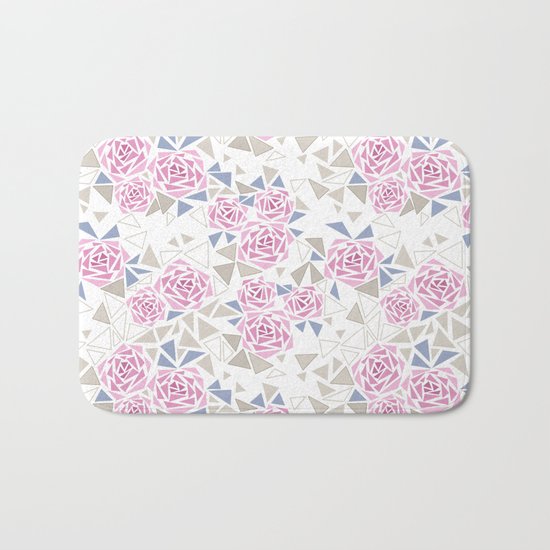 Modern . Geometric pattern . Roses . 1 Bath Mat