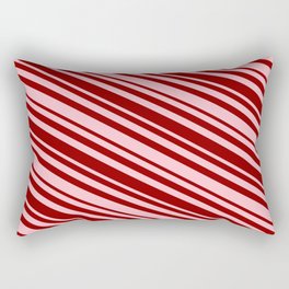 [ Thumbnail: Pink & Dark Red Colored Striped/Lined Pattern Rectangular Pillow ]