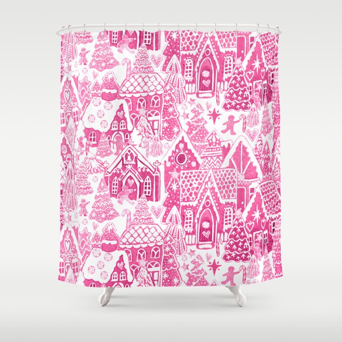 Gingerbread House in candy pink, Candy land art and decor Shower Curtain | Drawing, Pink, Pink-gingerbread, Gingerbread, Gingerbread-house, Candy-land, Gingerbread-art, Gingerbread-decor, Pink-house, Pink-decor