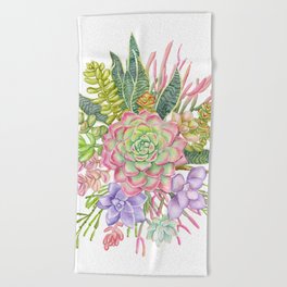Watercolor Succulents #107 Beach Towel