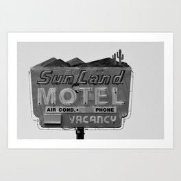 Vintage Neon Sign In Tucson - Sun Land Motel Art Print