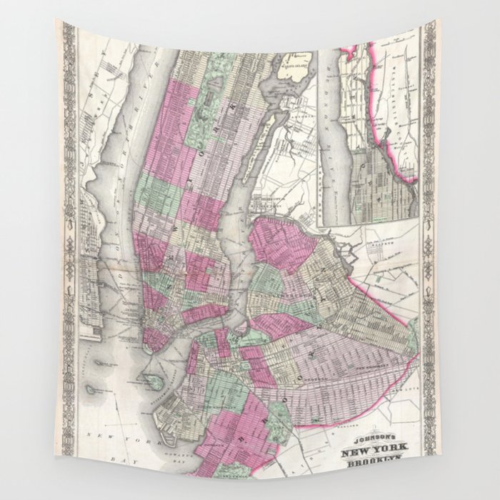 1866 Johnson Map of New York City and Brooklyn - Geographicus -Vintage 
