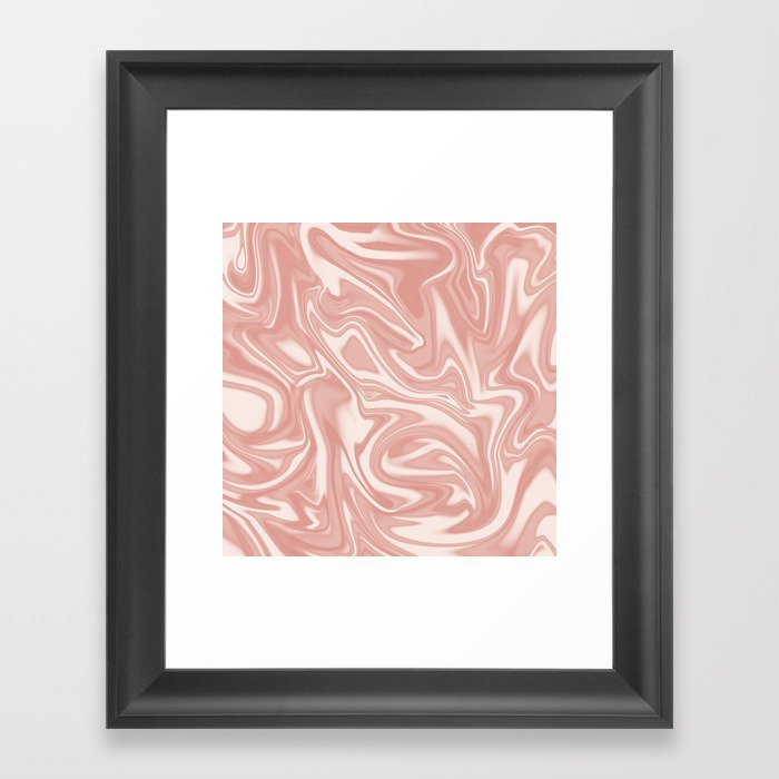 Elegant Blush Pink Liquid Marble Abstract ,Swirl Pattern,Simple Fluid Art, Framed Art Print