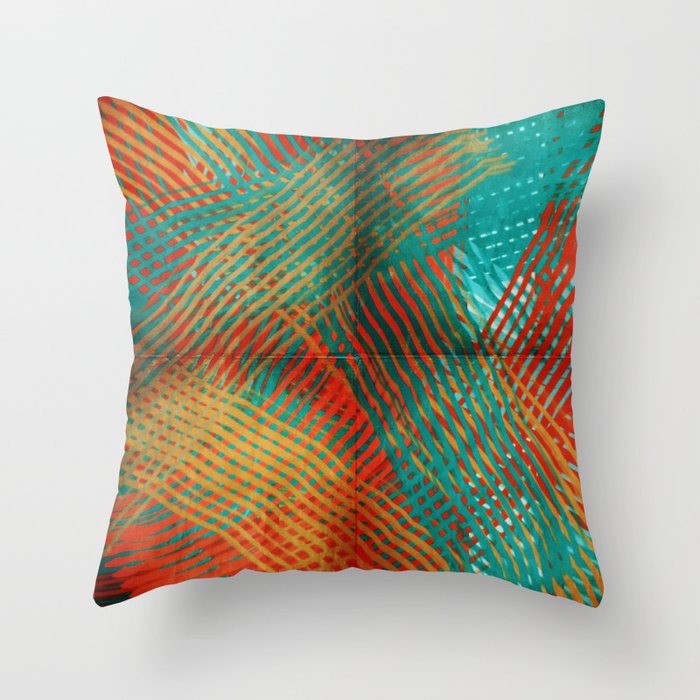 Red and Turquoise Southwestern Weave Throw Pillow