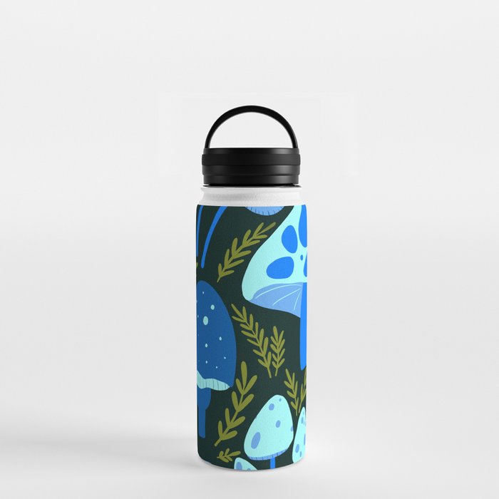 Mushrooms - Blue & Green Water Bottle