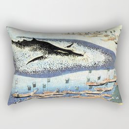 Hokusai, Whaling off in Goto Rectangular Pillow