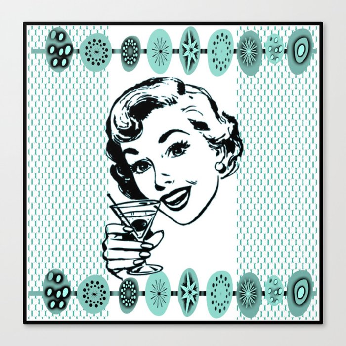 Mid-Century Modern Art Cocktail Teal Canvas Print