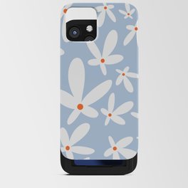Quirky Floral in Light Blue, Orange and White iPhone Card Case