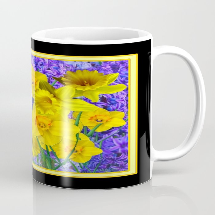  Spring Garden Yellow Daffodils Purple-Black Art Coffee Mug