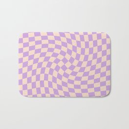Check V - Lilac Twist — Checkerboard Print Bath Mat | Graphicdesign, Checkerboard Pillow, Square, Checkerboard Twist, Wavy Squares, Wavy, Wavy Checkerboard, Lavender, Pastel Purple, 90S 