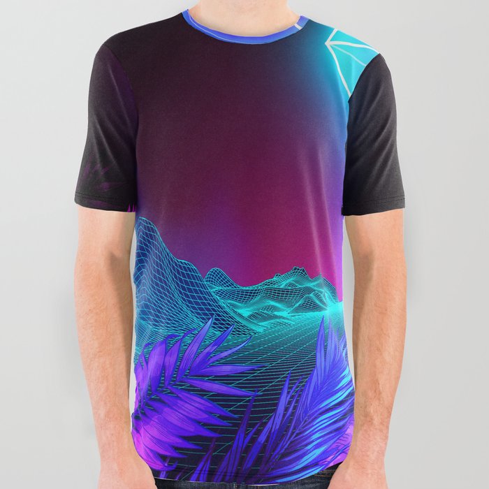 Neon landscape: Synth Crystal All Over Graphic Tee