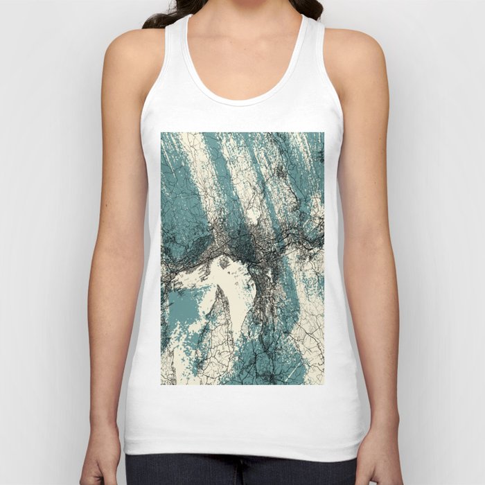 Norway, Oslo - Illustrated Map Drawing - Monochrome  Tank Top