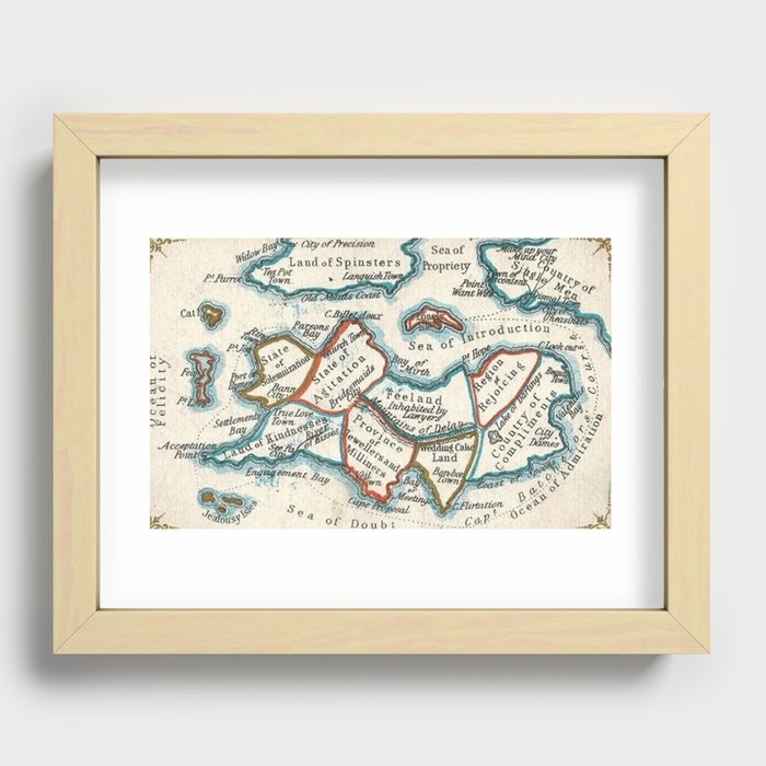 Allegorical Maps of Love, Courtship, and Matrimony Recessed Framed Print