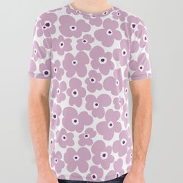 Retro Lilac Pansies All Over Graphic Tee