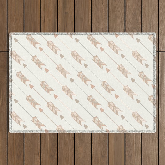 Ethnic Arrows Pattern - Ivory Cream Outdoor Rug