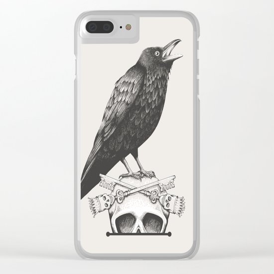Black Crow & Skull Clear iPhone Case