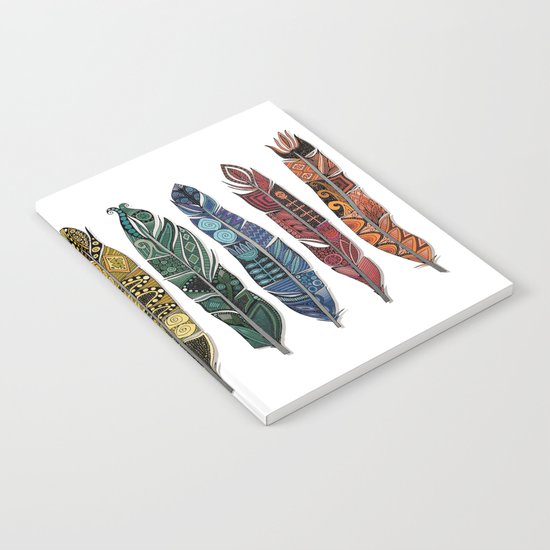 boho rainbow feathers Notebook