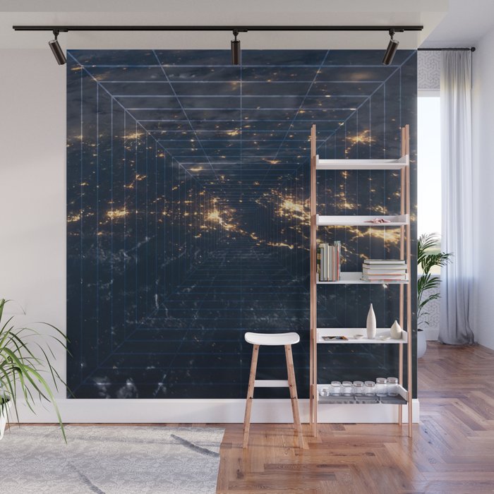 space lights perspective grid aesthetic sky art photography Wall Mural