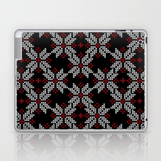 Embroidered cross-stitch seamless pattern with ethnic motifs Laptop & iPad Skin
