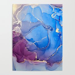 Cornflower Blue + Deep Magenta Abstract Haze Poster