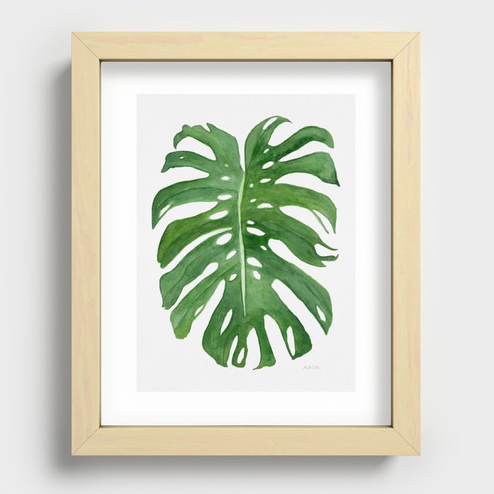Tropical Monstera Leaf Recessed Framed Print