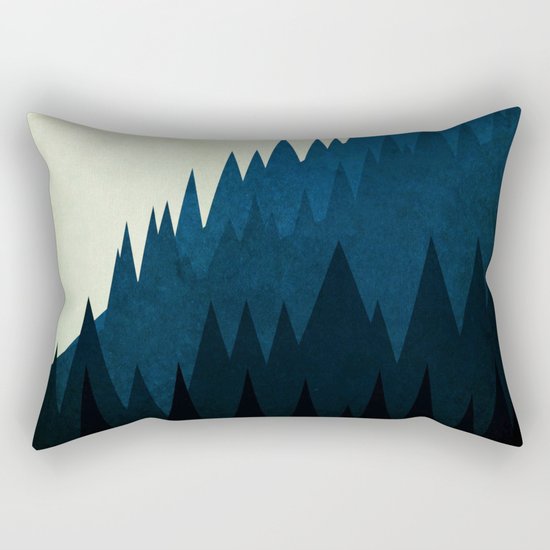 Blue Trees On A Mountain Rectangular Pillow