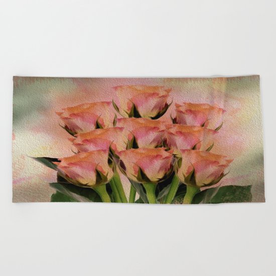 Poetic Romance Rose Abstract - Painterly Beach Towel