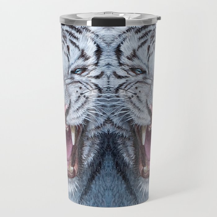 Double White tiger Travel Mug