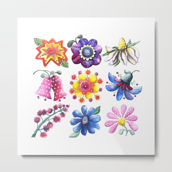 Pretty Flowers All in a Row Metal Print
