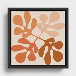 Terracotta Matisse Leaves Pattern Abstract Framed Canvas